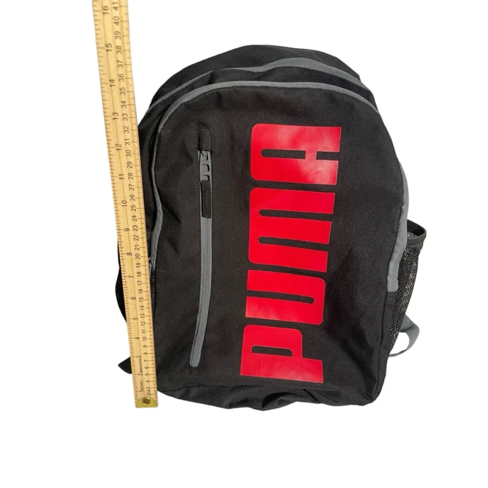 PUMA Wanderer Backpack, Black/Red, gray adjustable straps unisex BTS gym bag